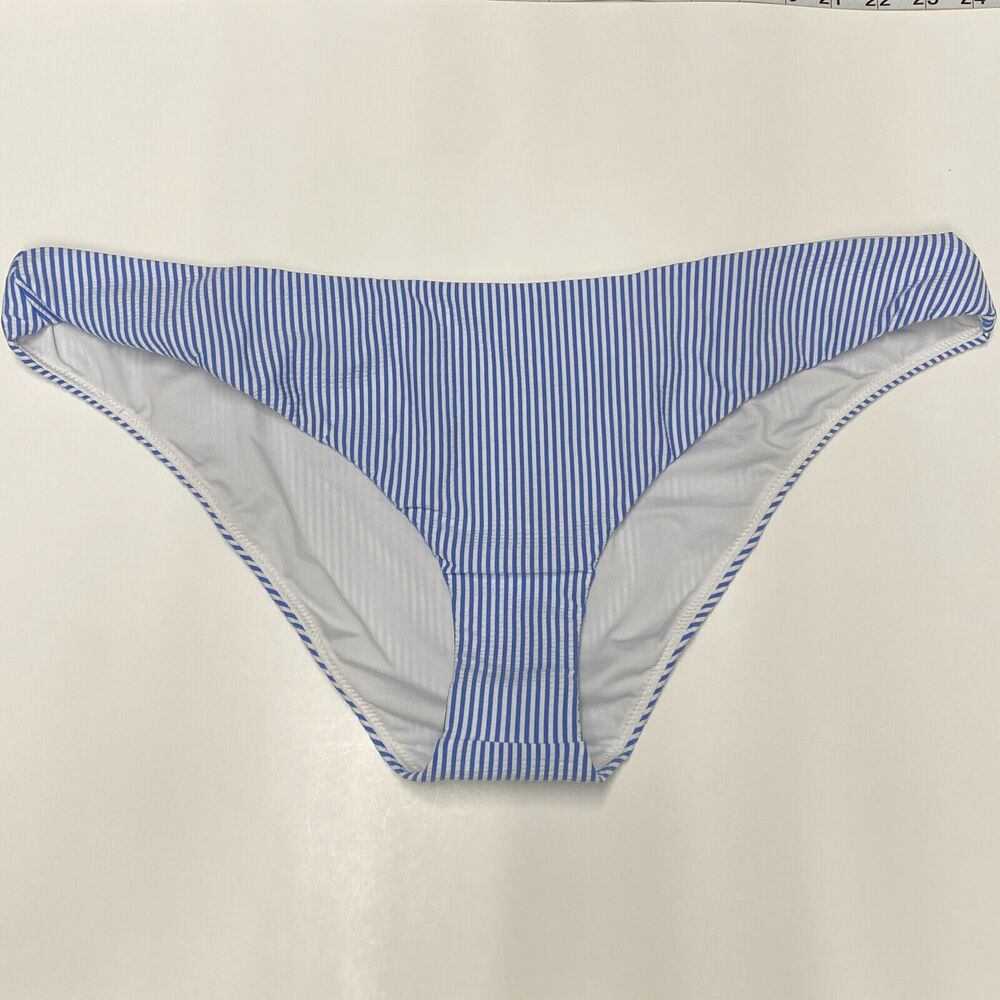 Jโ Crew Swimsuit Womens 2XL White Blue Bikini Bottom Seersucker Hipster BF116